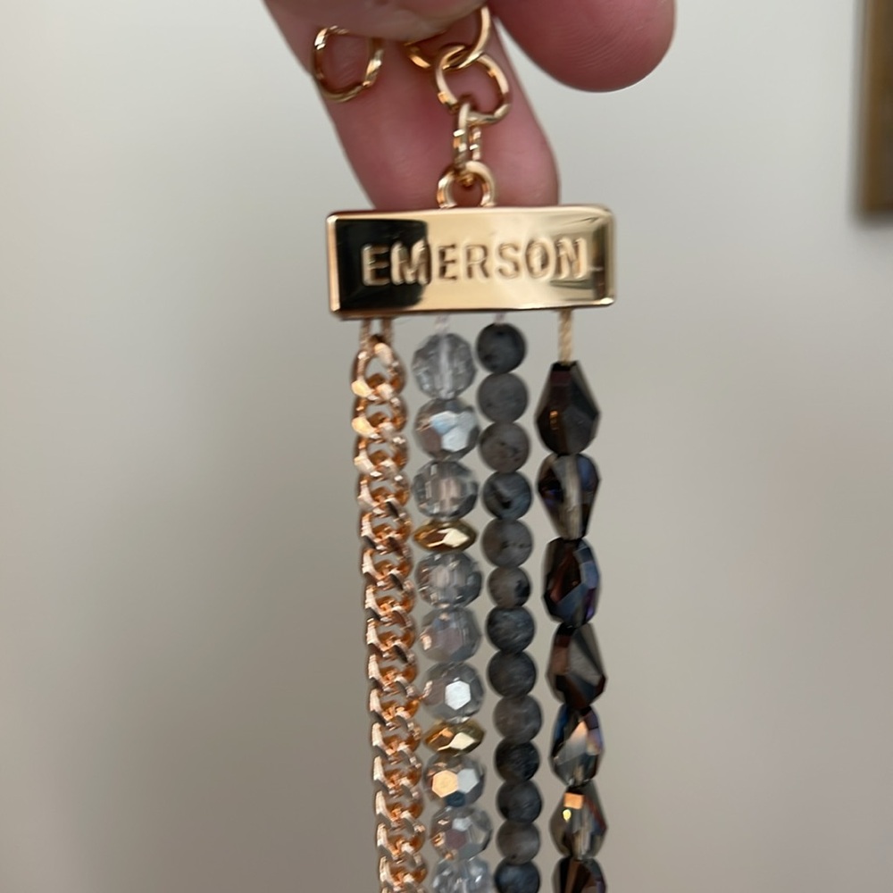 Victoria Emerson Stacked Bracelet with One Clasp Crystal, Stone & Chain - Picture 7 of 16
